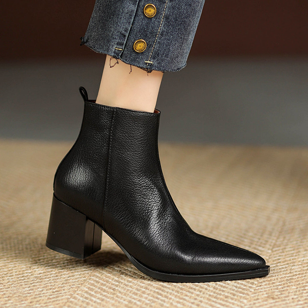 Bottines en cuir véritable à talons hauts