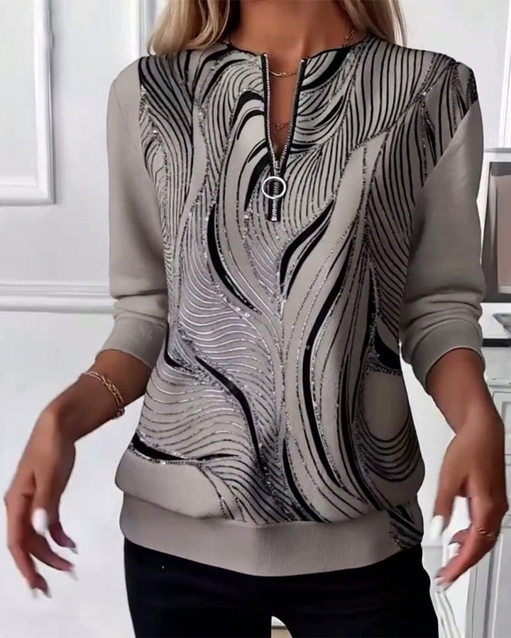 Anaïs-Claire | Sweat-shirt zippé imprimé décontracté