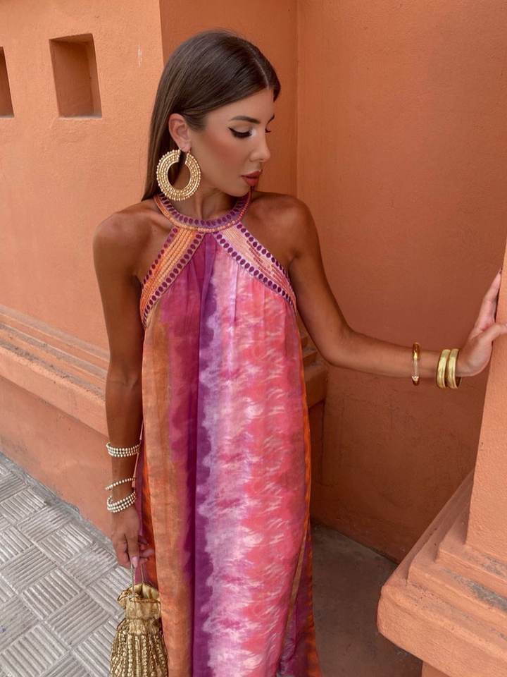 Luciana™ | Robe Maxi Tie-Dye Halter