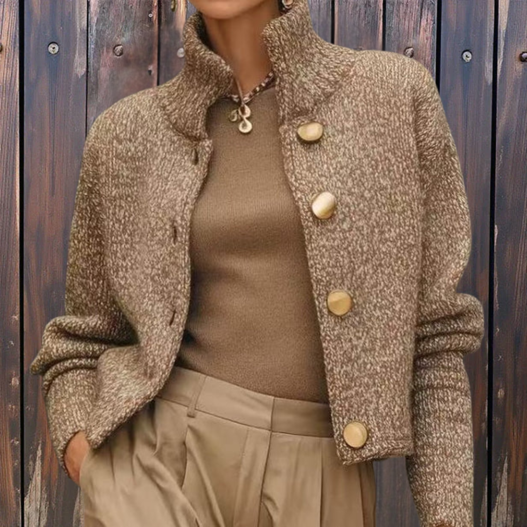 Agathe | Veste Texturée Chic à Grands Boutons