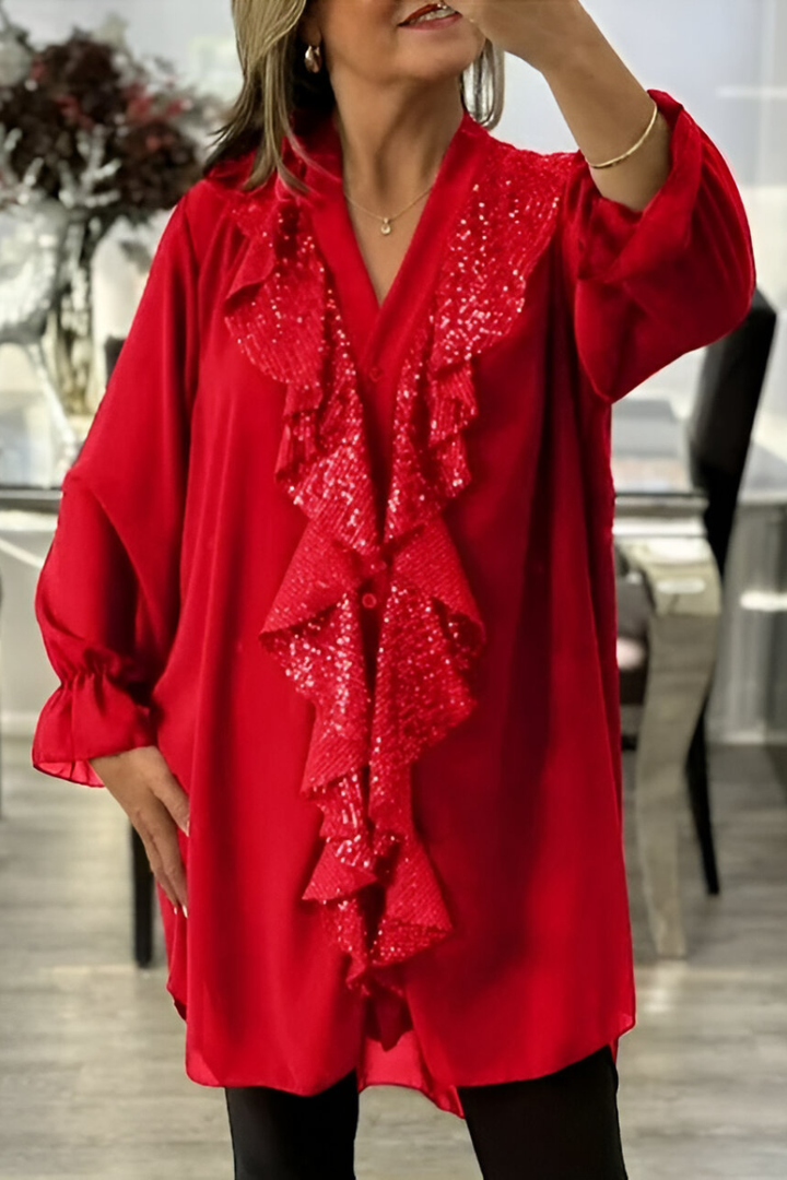 Livia™ | Blouse Élégante en Mousseline à Volants