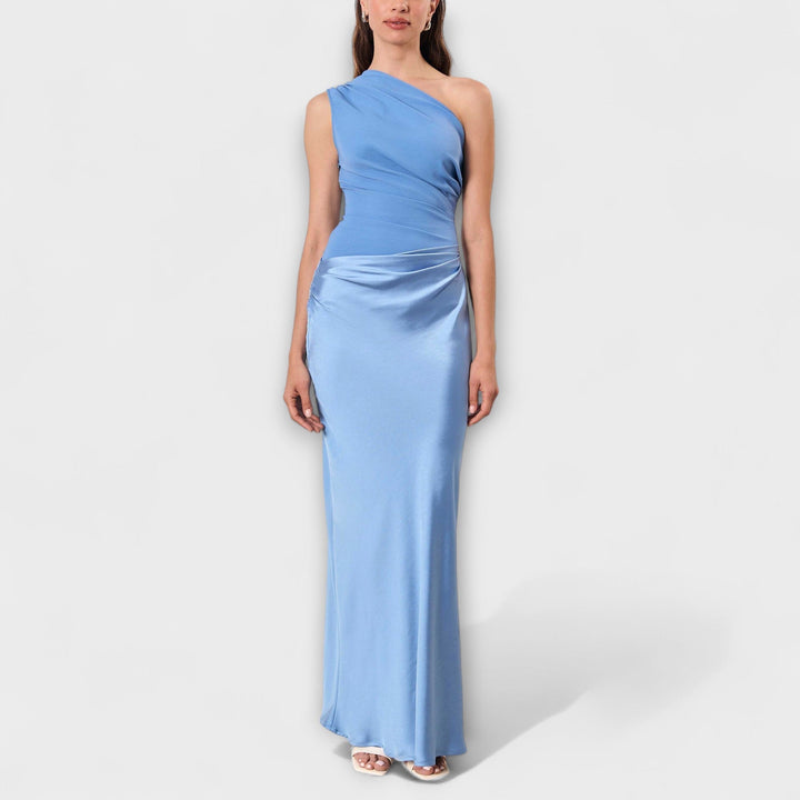 Robe Maxi Plissée à Une Épaule