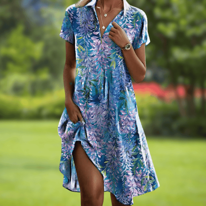 Isabelle | Robe Florale Fluide à Col en V