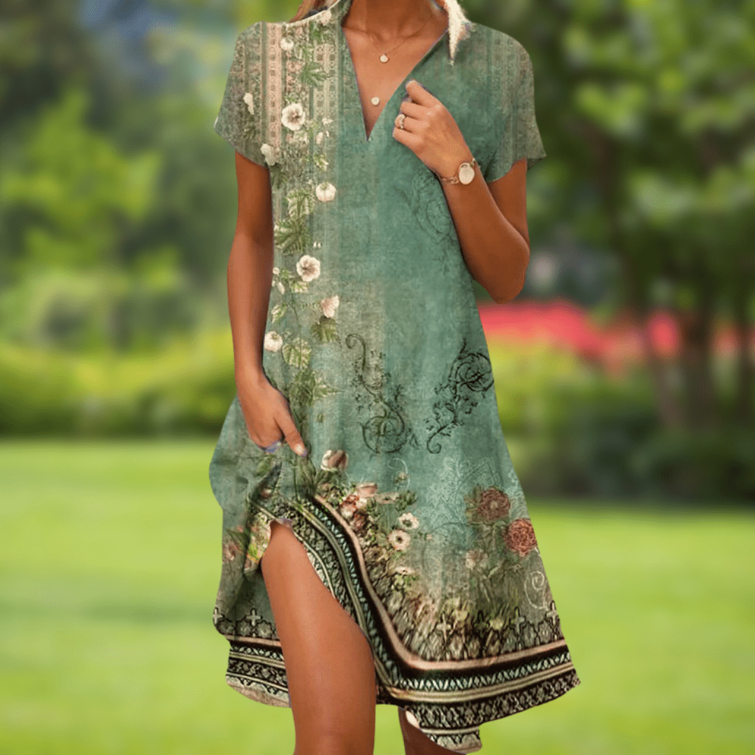 Isabelle | Robe Florale Fluide à Col en V