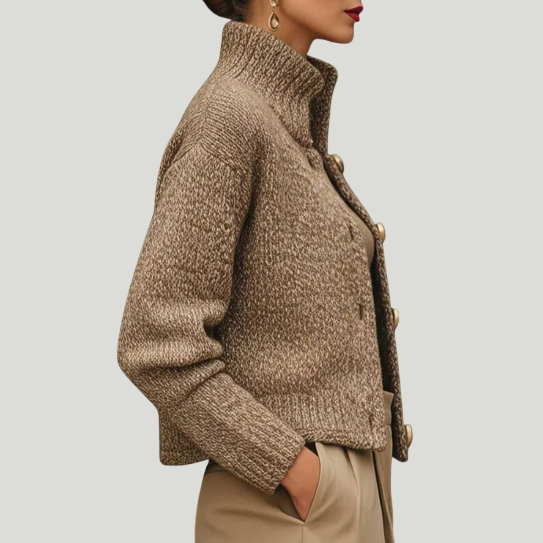 Agathe | Veste Texturée Chic à Grands Boutons