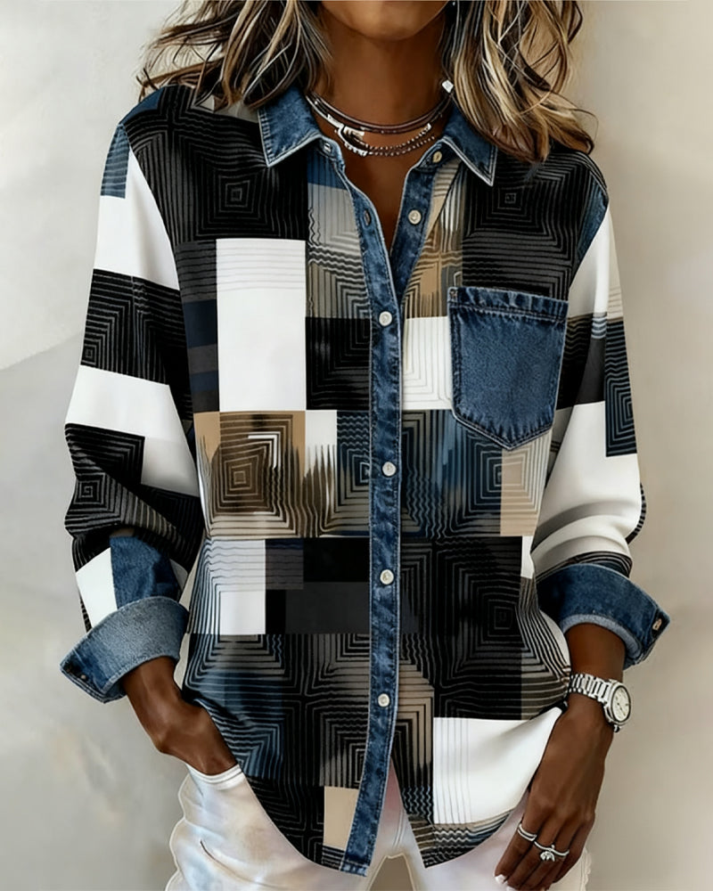 Séraphine | Chemise Color Block avec Col Fashion