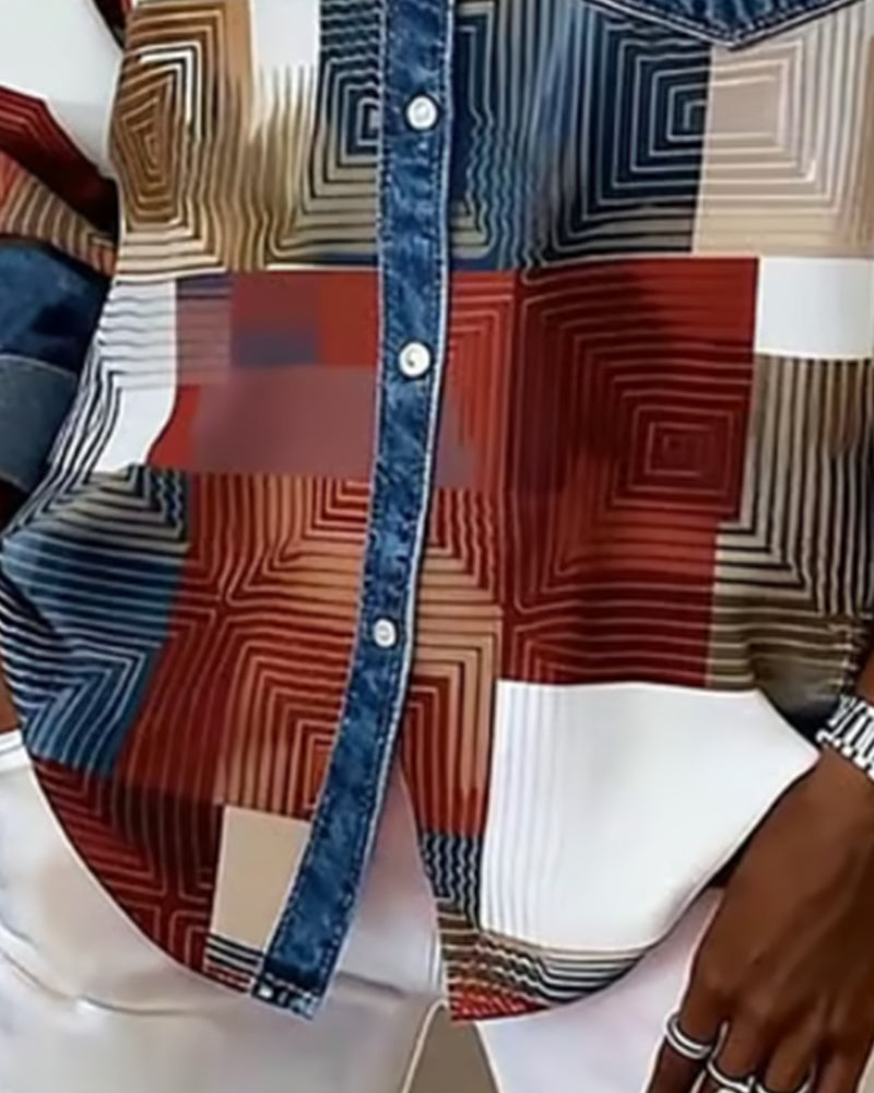 Séraphine | Chemise Color Block avec Col Fashion