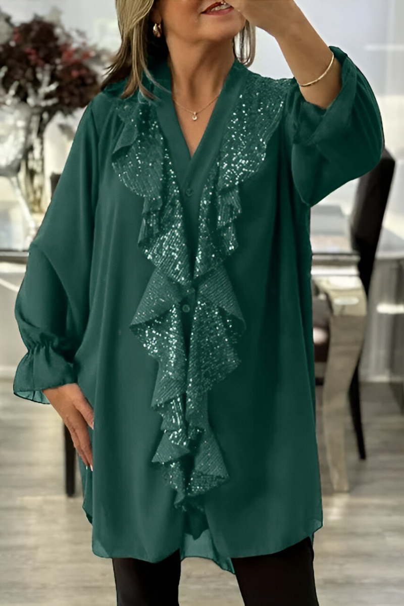 Livia™ | Blouse Élégante en Mousseline à Volants