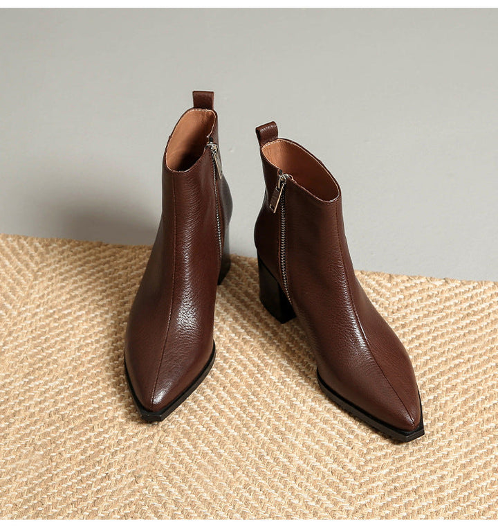 Bottines en cuir véritable à talons hauts