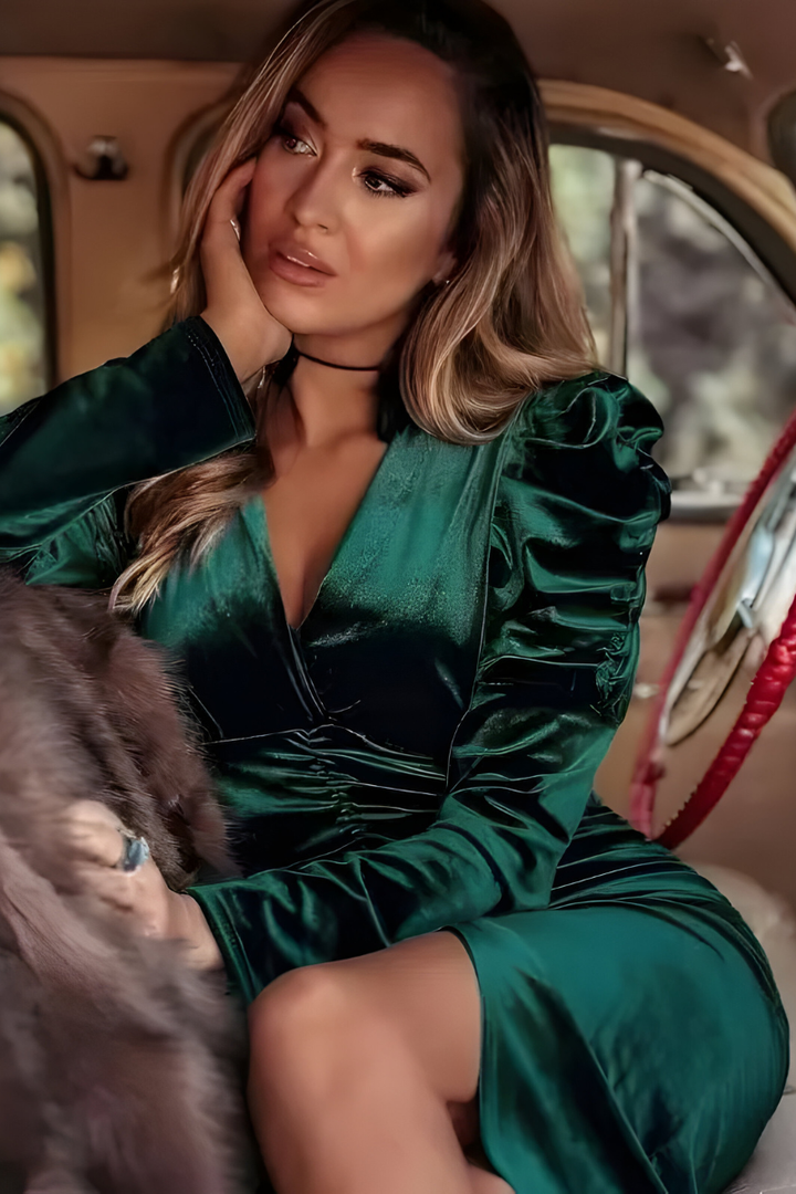 Vena™ | Élégante Robe Midi Froncée