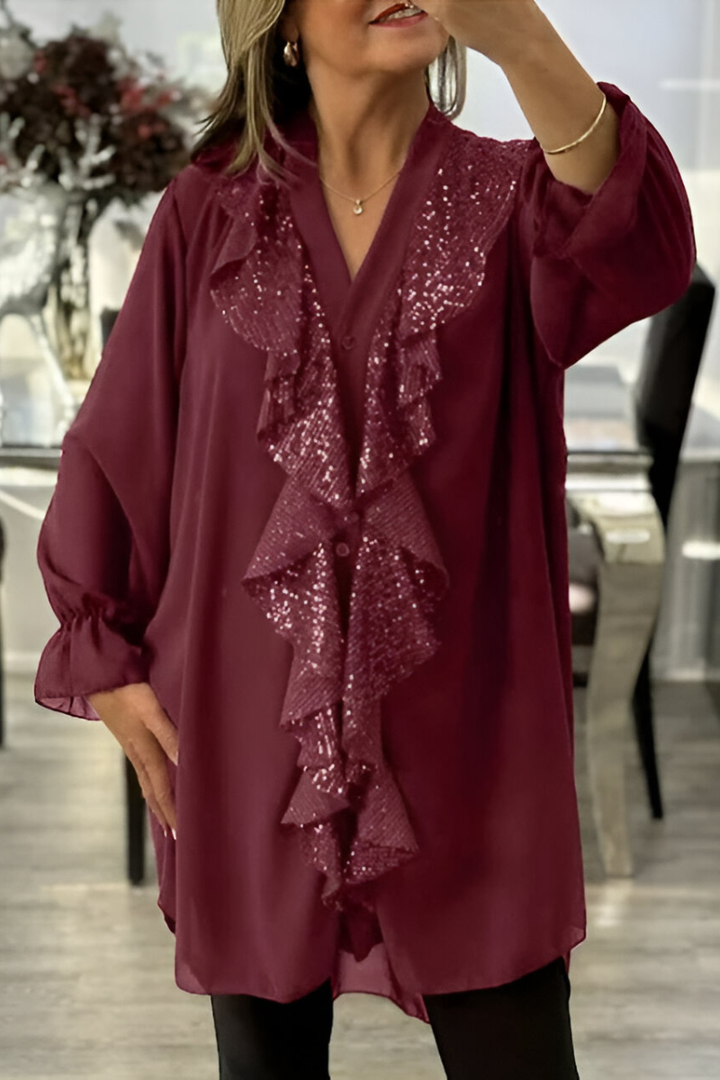 Livia™ | Blouse Élégante en Mousseline à Volants