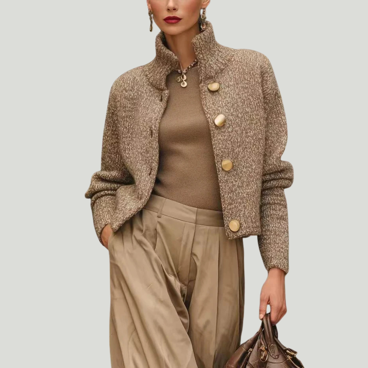 Agathe | Veste Texturée Chic à Grands Boutons