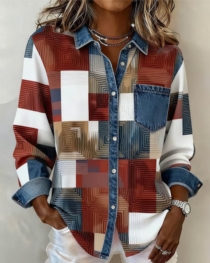 Séraphine | Chemise Color Block avec Col Fashion