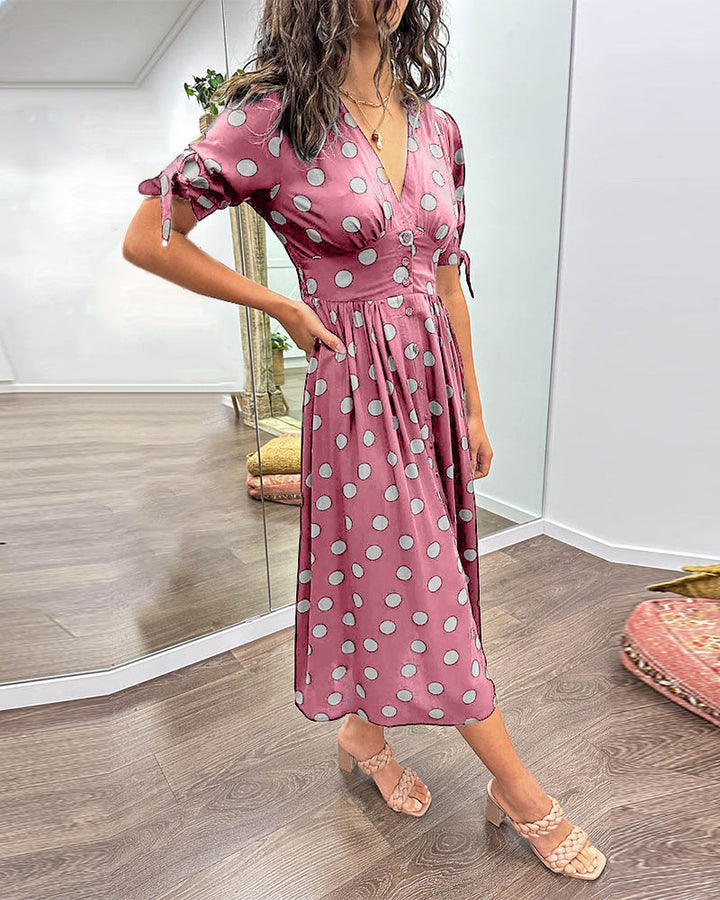 Monique™ | Robe à Pois avec Nœuds