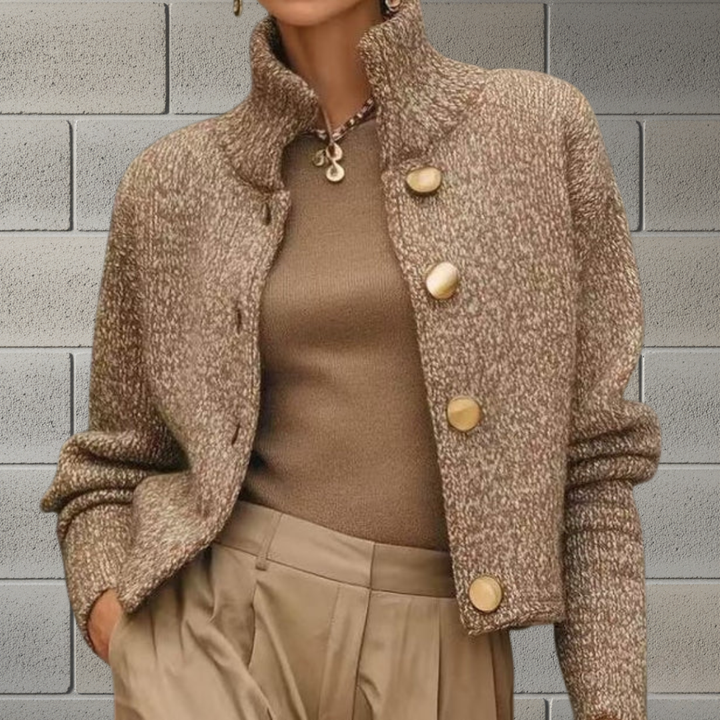 Agathe | Veste Texturée Chic à Grands Boutons