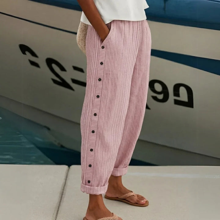 Céline | Pantalon Rayé à Boutons