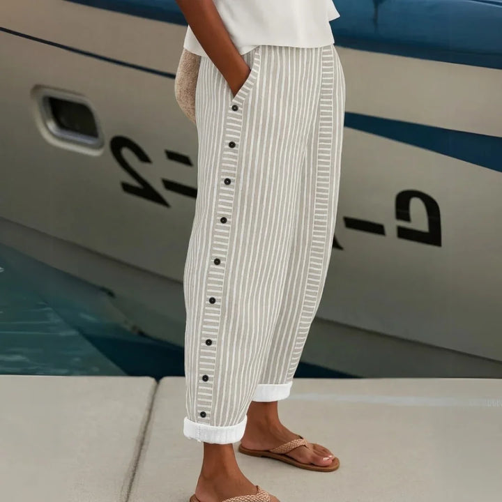 Céline | Pantalon Rayé à Boutons