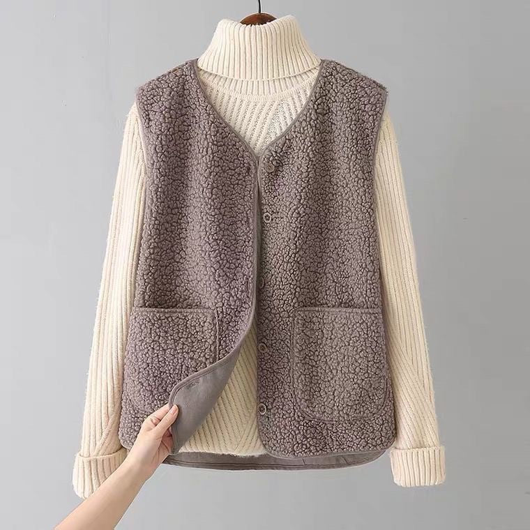 Cardigan gillet aspect laine