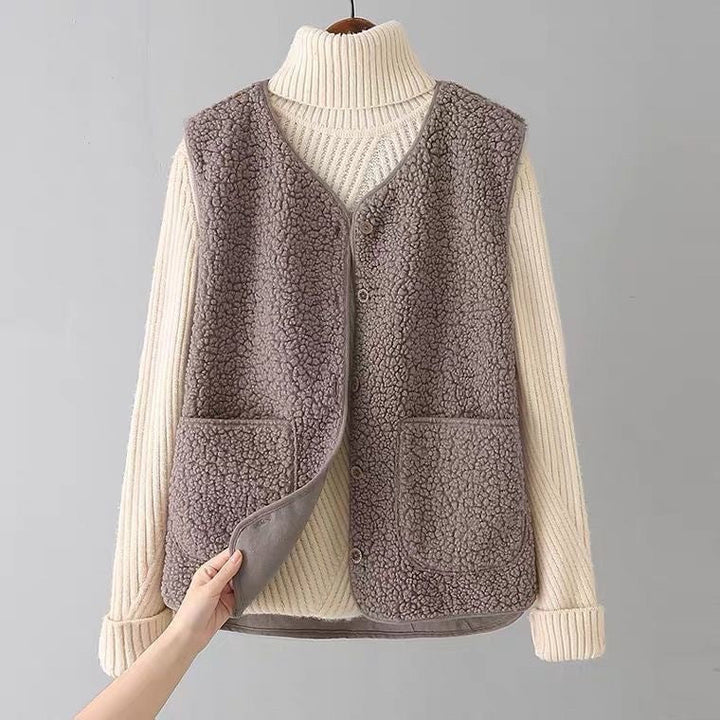 Cardigan gillet aspect laine