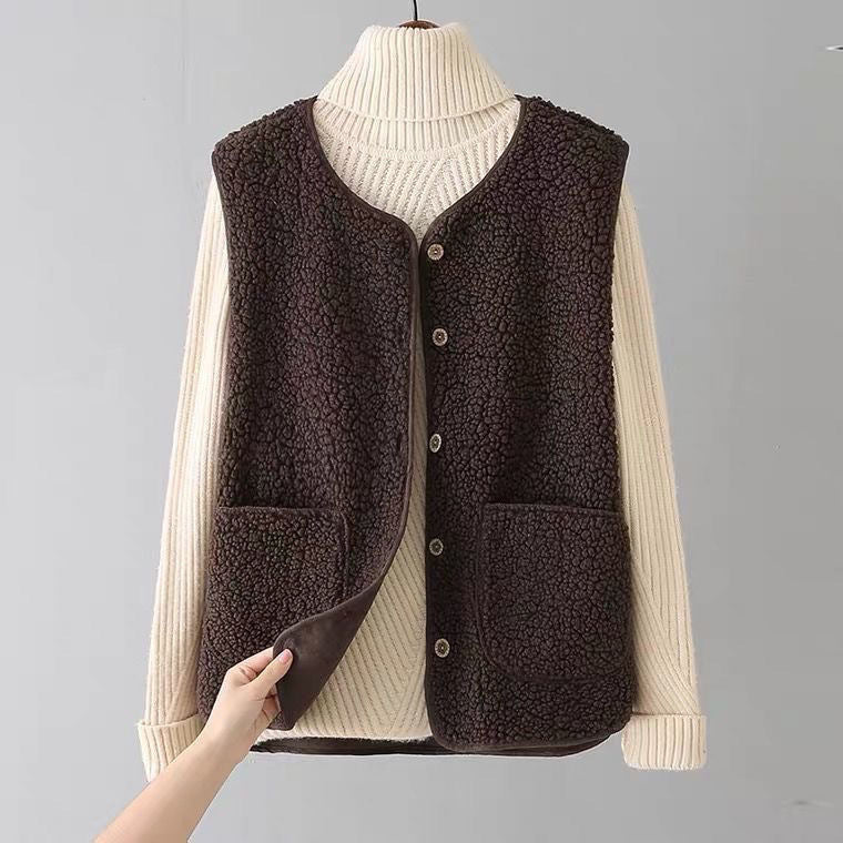 Cardigan gillet aspect laine