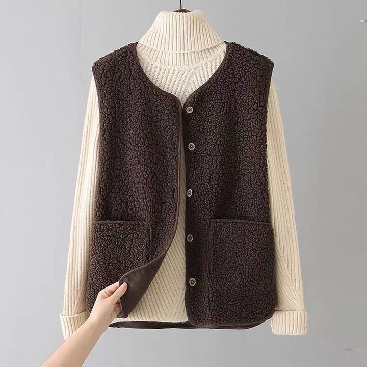 Cardigan gillet aspect laine