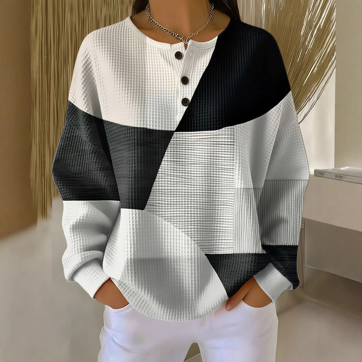 Léna™ | Pull Henley Tricot Gaufré Confort Absolu