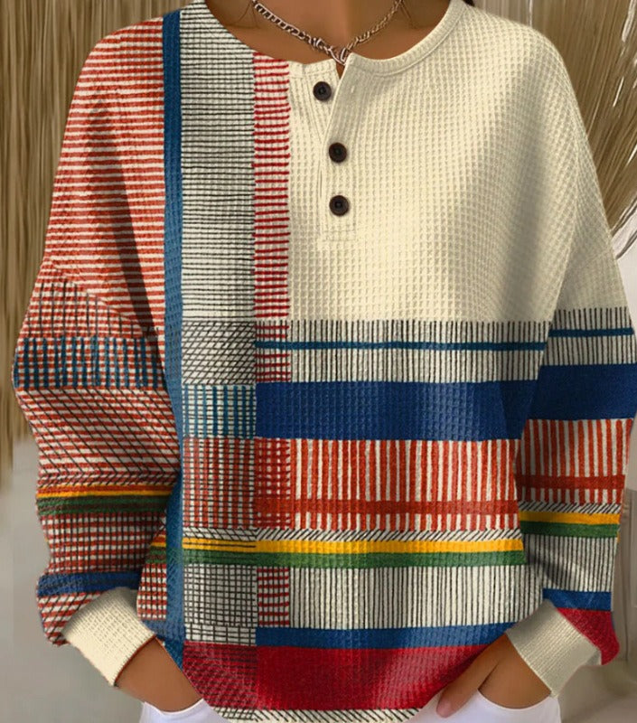 Léna™ | Pull Henley Tricot Gaufré Confort Absolu