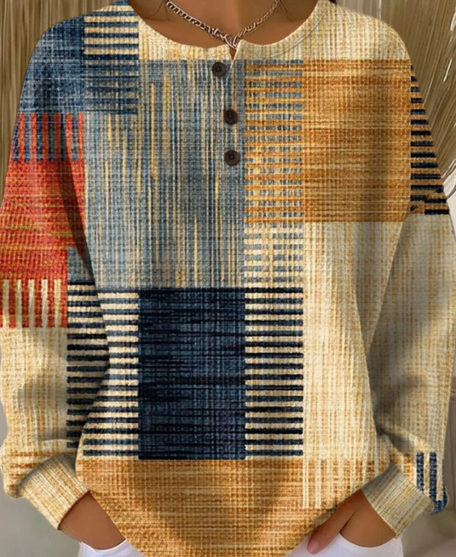 Léna™ | Pull Henley Tricot Gaufré Confort Absolu