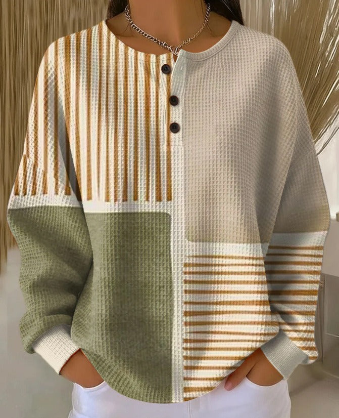 Léna™ | Pull Henley Tricot Gaufré Confort Absolu