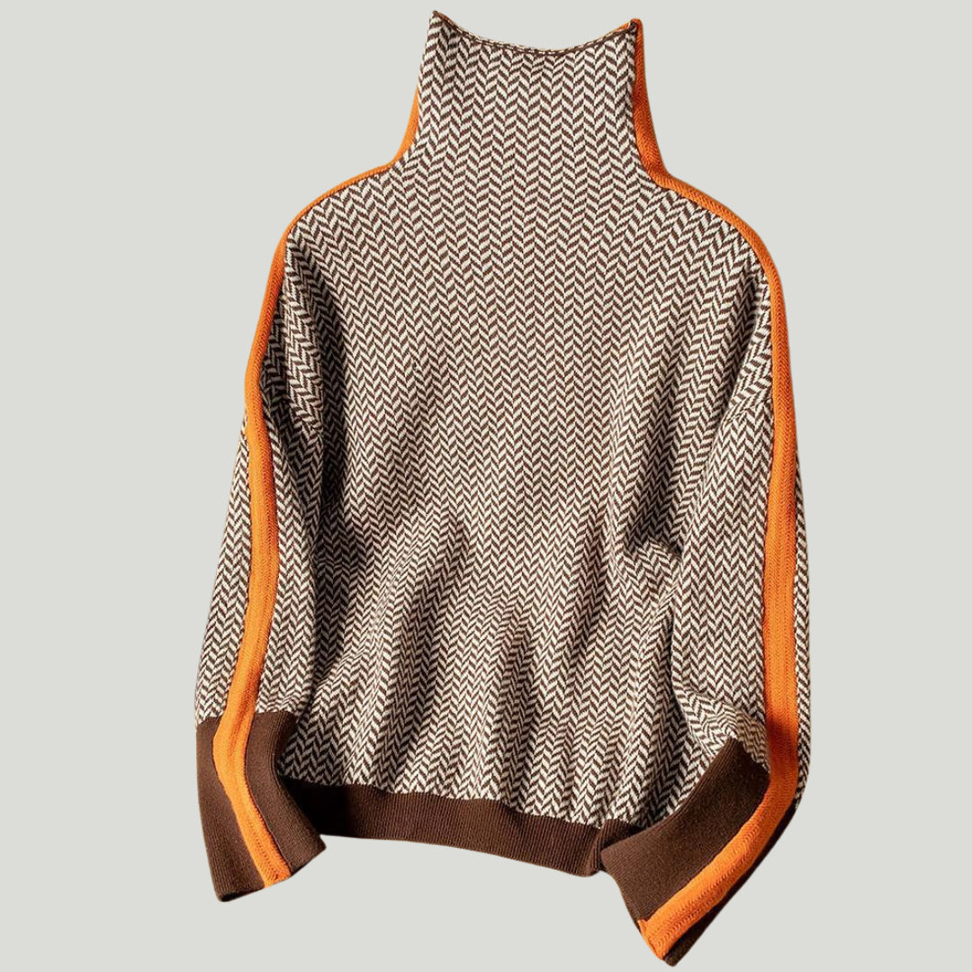 Clémence | Pull à col roulé à rayures contrastantes