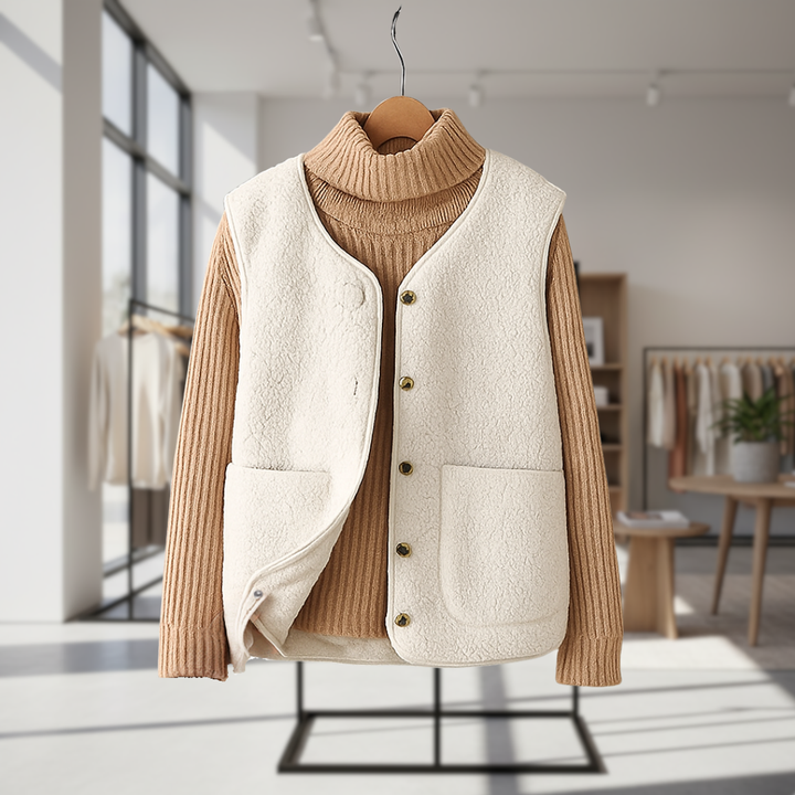 Cardigan gillet aspect laine