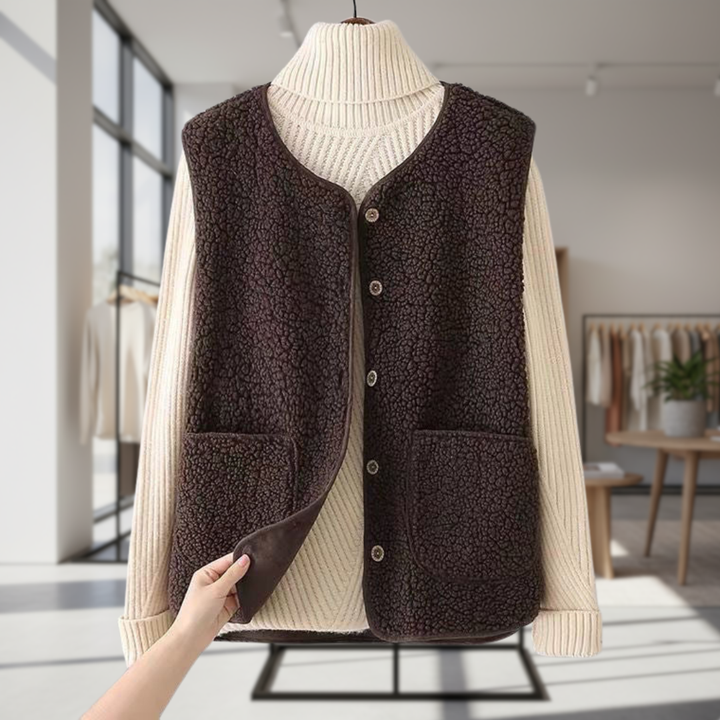 Cardigan gillet aspect laine