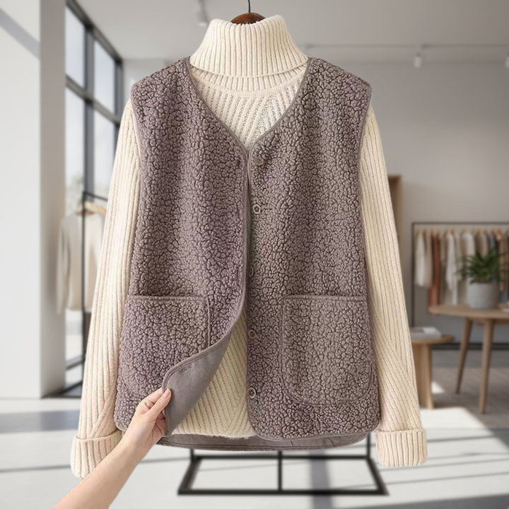 Cardigan gillet aspect laine