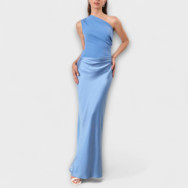 Robe Maxi Plissée à Une Épaule