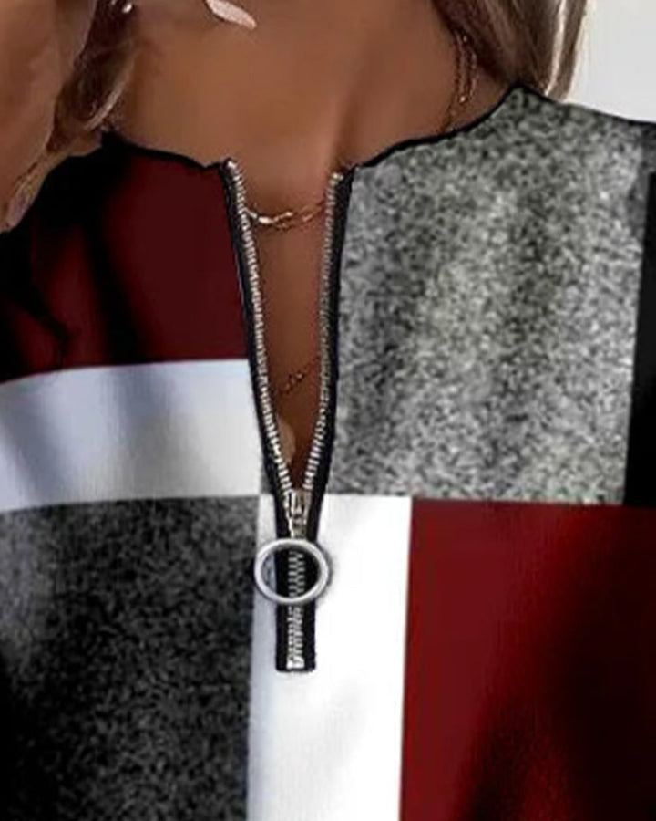 Aveline | Sweat-shirt décontracté avec demi-zip et imprimé