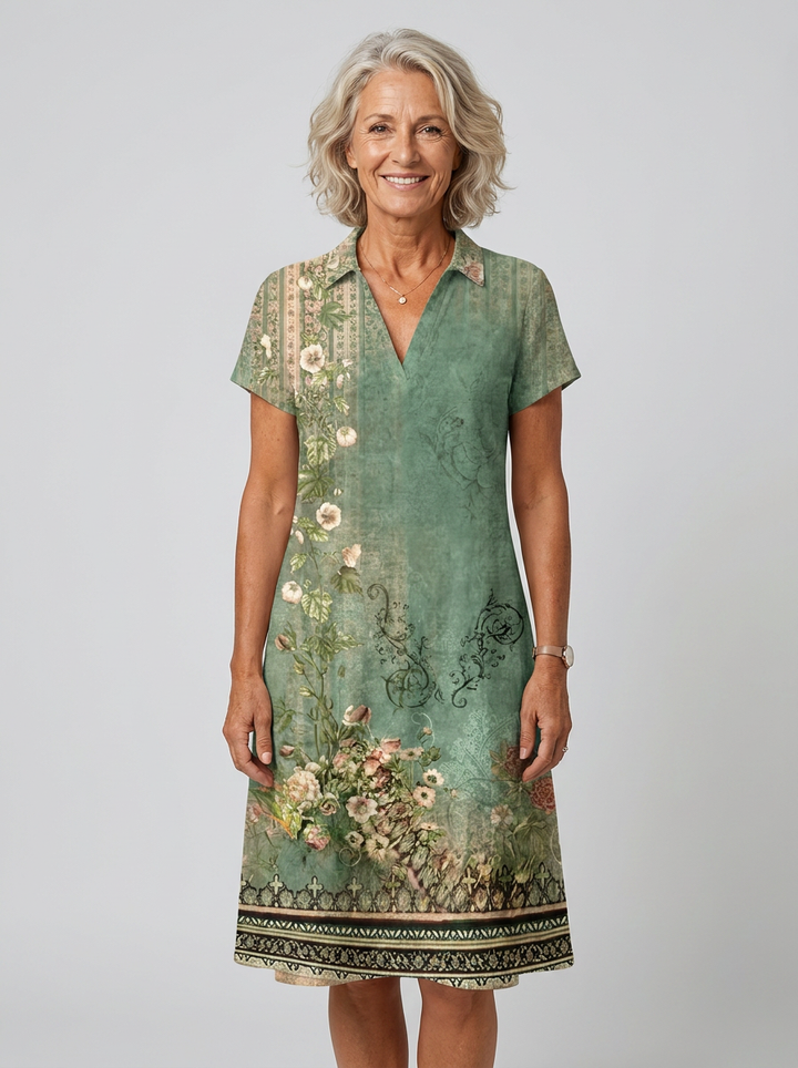 Isabelle | Robe Florale Fluide à Col en V