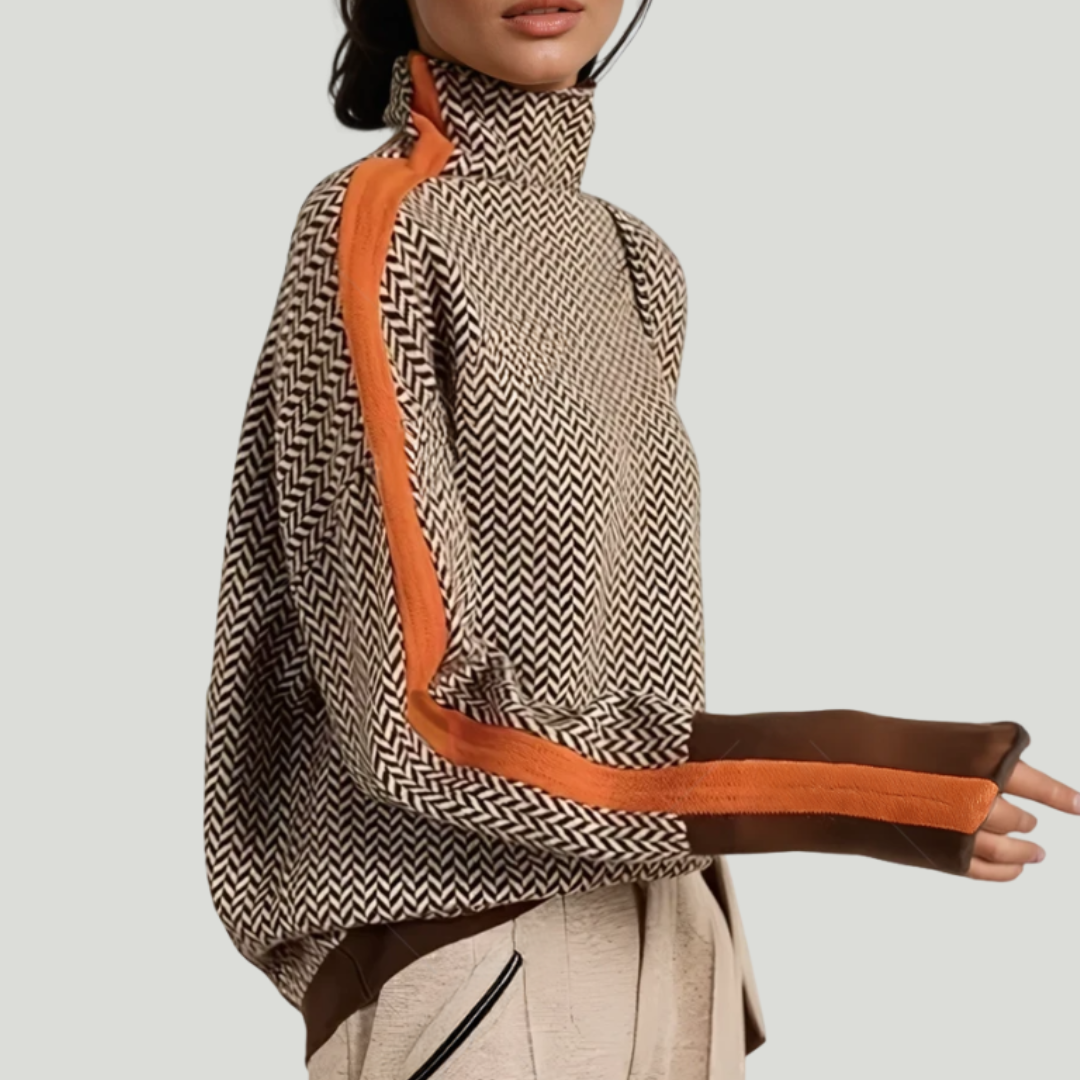 Clémence | Pull à col roulé à rayures contrastantes